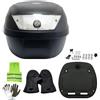 MOTO SPORT MONDO COMPATIBILE CON GILERA RUNNER 50 SP BAULETTO 28 LITRI SIFAM POLIPROPILENE COMPLETO DI PIASTRA+KIT MONTAGGIO VALIGIA BAULE PER PORTAPACCHI MOTO SCOOTER PER 2 CASCHI NERO OPACO