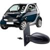 RAEM RICAMBI AUTO Specchietto Retrovisore Sinistro SX Nero per FORTWO 1998-2006 - Specchio Lato Guidatore Completo con Regolazione Meccanica/Manuale - Compatibile, Non Originale