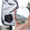 Z-oneMart 2 grandi specchietti retrovisori adesivi per punti ciechi, 9,5 cm, non regolabili, grandi, rotondi, convessi, in vetro HD, per auto, SUV, camion