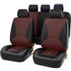 Watsky 9Pcs Pelle Auto Set coprisedili, per Audi Q5 Q2 Q3 Q7 Q8 Q4 TT Traspirante Antiscivolo Impermeabile Confortevole 5-Posti Protezioni Interno Accessori,C/Black Red