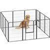 PawHut Recinto per Cani Pieghevole in Acciaio 12 Pannelli 68 x 100 cm Nero | Recinto Modulare Espandibile per Animali, con Picchetti, per Interni ed Esterni