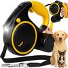 PURLOV Guinzaglio flessibile per cani con luce LED e dispenser per sacchetti, 5 m, guinzaglio automatico per cani di taglia media, 10 - 25 kg, impugnatura ergonomica, funzione di arresto e cinghia