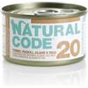 Generico Natural Code Umido Gatto Adult gusto TONNO,FAGIOLI e ALGHE, Numero 20, alimento completo in SFILACCETTI per gatti adulti di tutte le taglie, altamente digeribile | 12 scatolette da 85 grammi l'una.