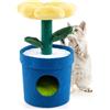 COSTWAY Albero per Gatti con Posatoio a Forma di Fiore, Condominio a Forma di Vaso, Tiragraffi a Forma di Stelo, Foglie Flessibili, Centro di Attività Versatile per Animali Domestici (Giallo)