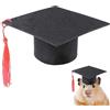 FLAVAS Cappellini di laurea per animali domestici | Cappellini da scapolo per cani e criceti | Berretto morbido e carino per animali da compagnia con pompon rosso, Flavas