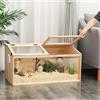 furpal Gabbia per piccoli animali con coperchio pieghevole, recinto per interni in legno, con finestra in acrilico per la vista, adatta per porcellini d'India, criceti, tartarughe, 80 x 40,5 x 40 cm