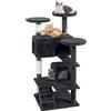 UISEBRT Tiragraffi alto 130 cm, torre per gatti a più piani, con pali in sisal, piattaforme e grotta per gatti, stabile tiragraffi per gatti (tipo A, grigio scuro)