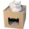 Generic Casetta tiragraffi in cartone - Casetta per gatti riciclabile, cuccia ondulata per gatti, cuccia pieghevole per gatti con imbottitura sostituibile per gattini interni, per riposare, dormire, cura