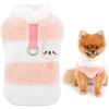 SMALLLEE_LUCKY_STORE SMALLEE_Lucky_Store, Maglione in pile a righe per cani, morbido, caldo, per cani di piccola taglia, gatti, con anello al guinzaglio, Yorkie, Chihuahua, autunno inverno, rosa, M