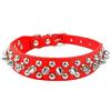 anso Collare per cani in pelle PU con borchie, rivetti per pitbull, guinzaglio regolabile (rosso, 41-47 cm)