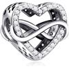Rimgoris Argento 925 Charm per donna Bracciali Collana Amore Infinito Cuore Dangle Charm Regalo