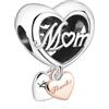 Rimgoris Argento 925 Charm per donna Bracciali Collana Charm penzolante cuore amore mamma per sempre