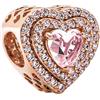 Rimgoris Argento 925 Charm per donna Bracciali Collana Charm penzolante con gemma cuore oro rosa