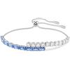Swarovski Matrix Bracciale Tennis, Gioiello con Zirconia Trasparenti e Blu, Pietre Scintillanti a Taglio Misto, Chiusura a Scorrimento, Placcatura in Tonalità Rodio, 16-24 cm, 0,7 cm