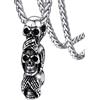 FaithHeart Collana Teschio Halloween Ognissanti Non guardare Non dire Non ascoltare Confucianesimo Collana Uomo Gotica Punk in Acciaio Inox Regalo Compleanno Natale