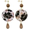 IN Lebole Collezione The Circle DOR258 Fiore Scuro Base Chiara Orecchini da Donna in Ottone Pietra Marrone…
