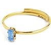 marlu ANELLO CON CRISTALLO BAGUETTE ACQUAMARINA PVD ORO 2an0046g-am