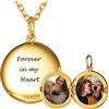 SILVERCUTE Collana con Foto Personalizzata Argento 925 Collana Donna Portafoto Rotondo Ciondolo con 2 Foto Personalizzata+ Incisione Placcato Oro con Confezione Regalo per Donna Mamma Amica