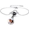 GROBTE Bracciale Personalizzato Con Proiezione Di Foto Del Cuore, Ciondolo D'argento 925 Con Foto Personalizzata per Il Compleanno Di Natale Della Donna