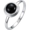 mantraroma Anello in argento 925 da donna con pietra preziosa in onice nero semplice e moderno