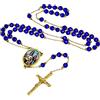 FaithHeart Collana Rosario Medaglia HD Foto Uomo Donna Crocifisso Pregheria Collana Croce Cattolica Personalizzata Catena Colorata con Perline Ciondolo Crocifisso Gioielli Religiosi