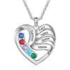 ALBERTBAND Collana Personalizzata in Argento 925 Ciondolo a Cuore con Nomi Incisione Collana per Donna Madre Figlia Regalo per Festa Della Mamma San Valentino (5 pietre)