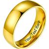 PROSTEEL Anelli Personalizzabili con Incisione in Acciaio Inossidabile 6mm Taglia 31 Colore Oro (Confezione Regalo)- Anello Donna Acciaio Inossidabile