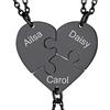 GoldChic JEWELRY Collana Puzzle 3 pezzi Incisione con Nome Collane Cuore Diviso Inciso 3 Pezzi Personalizzati, Collane Puzzle Neri Migliori Collane Amiche Per 3 Collana Donna Nera