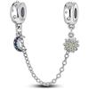 YiRong Jewelry, ciondolo charm con catenina di sicurezza in argento Sterling 925, con chiusura a clip, distanziatore per bracciali Pandora con ciondoli