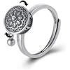 LOVECOM Anelli rotanti in argento Sterling 925 a forma di loto per donne e mamme, placcati in oro 14 carati, buona fortuna, buddista, tibetano, ruota di preghiera, ansia, anello regolabile per
