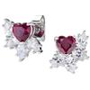 Amen Orecchini in Argento 925, della collezione San Valentino 2024, con zirconi rossi taglio cuore e zirconi bianchi, colore rodio 9 mm