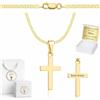 ZELYA Collana d'oro con croce/medaglione - catena a maglia panzer placcata oro 925/585 14K per ragazze e ragazzi - 45-60 cm collana per comunione con croce, collana per bambini per comunione e