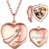 ChicSilver Collana Personalizzata Argento 925 con Foto Incisione, Ciondolo Portafoto Personalizzato Oro Rosa Lunga 45+5cm, Collana Cuore Ciondolo Personalizzato, Idee Regalo per Natale Anniversario