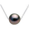 PEARLS & COLORS - Collana a catena con vera Perla coltivata rotonda di Tahiti 7-8 mm - Qualità A+ - Argento 925 - Gioielli da donna