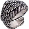 ForFox Anello piuma ala d'angelo in argento sterling 925 nero vintage per uomo donna regolabile