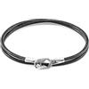ANCHOR & CREW Bracciale Tenby d'Argento e Pelle Rotondo Grigia Ombra - Uomo - 19cm