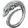 Helen de Lete - Anello aperto in argento Sterling 925 con coccodrillo 3D