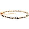 Gems_Hub Bracciale placcato oro con perline multicolore lisce di diaspro dalmata - cubo 3 mm - 17,8 cm regolabile - per uomo e donna |FIZA_LINK_02339, 7 inch Adjustable, Ottone Gemma Ottone Gemma