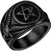 FaithHeart Anello Uomo Satana Pentagramma Pentacolo Invertito Capra Satanica 3D Rilievo Anello Argento Ner Oro Gotico Hiphop Punk Misura IT 14-32 Personalizzato Regalo Compleanno Coppie