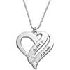 MyNameNecklace MYKA - Collana con Ciondolo Inciso Due Cuori per Sempre Uno con Diamanti - Gioielli con Iscrizione Personalizzata per Donna - Regalo per Moglie, Madre (Argento 925)