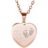Gravado Collana da Donna in Acciaio Rosé con Ciondolo a Cuore Piedini Bambino, Personalizzato con Nome e Data, Gioielli Regalo Nascita, Accessori Mamma