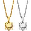 YZyizhen Collana Con Ciondolo Mini Profilo Aquila - Simbolo Del Paese Albania Stile Etnico Catena Sottile Fascino Hip-Hop Patriotic Dainty Jewelry, Donna Uomo Ragazza Unisex Regali, 2 Pezzi, Taglia Unica