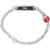 KIDDI-MEDIA Braccialetto ID con incisione, per bambini o bambini, in argento 925 con coccinella rossa, 16 cm, accorciabile con ogni 4° occhiello/scatola portagioie inclusa