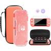 GLDRAM Custodia da trasporto rosa per Nintendo Switch Lite, custodia da viaggio portatile con 8 slot per schede di gioco, kit di accessori 4 in 1 con guscio protettivo in TPU trasparente glitterato