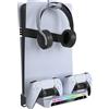 Generico Staffa di supporto a parete console per PS5Slim/PS5/ PS5 Pro, supporto di ricarica per gamepad con luci RGB, supporto per controller a parete, kit di aggancio per cuffie