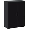 Mobiletto Bagno 2 Ante In Legno Con 3 Ripiani E Chiusura Ammortizzata, 60x30x82cm, Nero Lucido