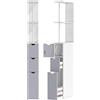Colonna Bagno, Mobile Bagno Salvaspazio In Legno, Mobiletto Con Armadietto, Ripiani E Cassetti, 15x33x136.8 Cm, Grigio Chiaro