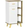 Mobile Bagno Moderno Con Armadietto, Cassetto E Ripiani In Legno, 50x30x89cm, Bianco