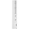 Colonna Bagno Con Mensole E Armadietti, Mobile Alto Salvaspazio In Legno 15x17x120cm, Bianco
