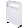 Mobile Bagno Stretto Con 4 Ruote, Mobiletto Bagno Salvaspazio Con 2 Cassetti E Ripiano Aperto In Legno, Per Lavanderia, 16x52x71.5cm, Bianco